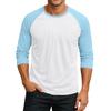 Men's Round Neck Contrast Color Raglan Three-quarter Sleeve Top T-shirt