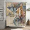 Vintage Red Flower Print Shower Curtain 3D Birds Bath Decoration Home Decor Waterproof Fabric Bathroom Accessories