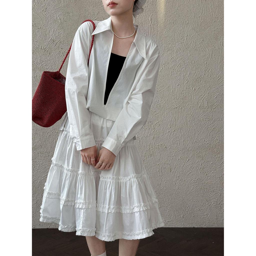 Lu Xi V-Neck Loose Long-Sleeve Casual Women's Top - Early Spring French Style