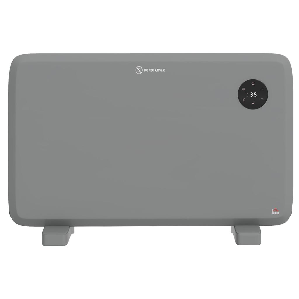 1200W Electric Convector Heater, Freestanding or Wall Mounted, Space Heater with Adjustable Thermostat, Timer, Grey