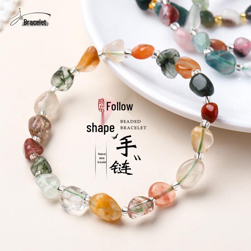 Original Natural Stone Beaded Bracelet - Women's Irregular Shape Crystal for Seaside Vacation Style