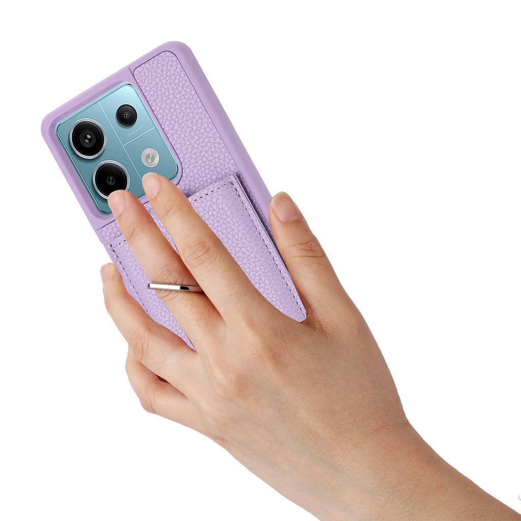 Für Xiaomi Redmi Note 13 5G Hülle Zeichnungstyp Kartenfächer Litschi-Textur Leder Rückseite mit Ring-Aufsteller