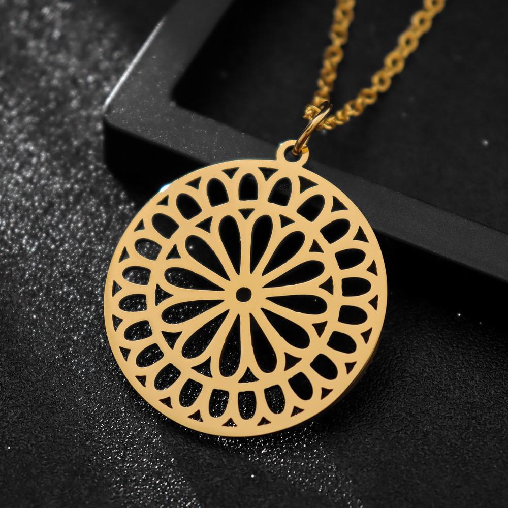 Pendant Necklace Mandala Pendant Flower Charm Flower Necklace