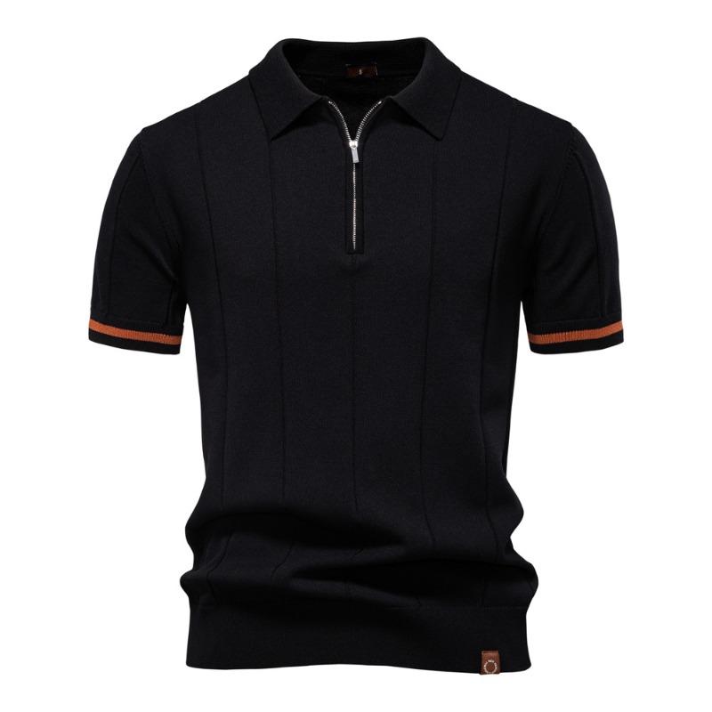 Men's Knitted Polo Shirt, Business Casual Short Sleeve Turn-Down Collar Polo Top Short Sleeve Turn-Down Collar Sweater Polo Tee for Spring Summer
