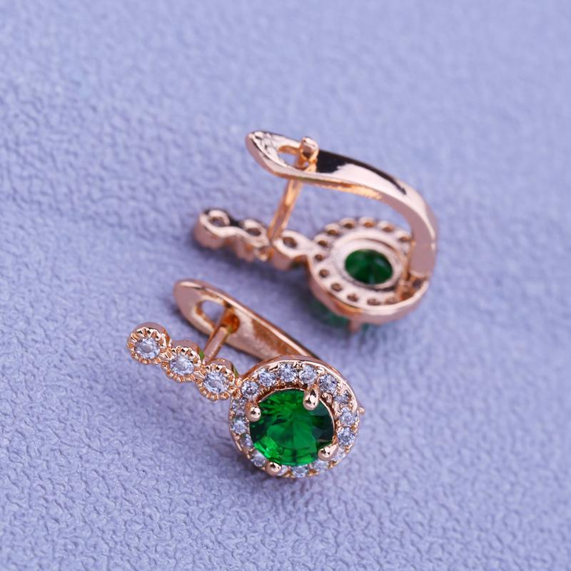 Orecchini a clip MINTHA Trendy color oro rosa Matrimonio Gioielli di moda quotidiana Orecchini con zirconi cubici verdi per donne Orecchini da sposa