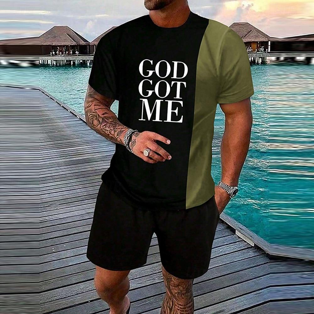 Men's Tees sets Summer Tops Short Sleeve Short Pants Crew Neck Sport Casual Outdoor Sport Daily  Summer