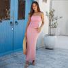 2025 Summer Women's Sleeveless Pleated Camisole Top and Slim-Fit Long Dress Set