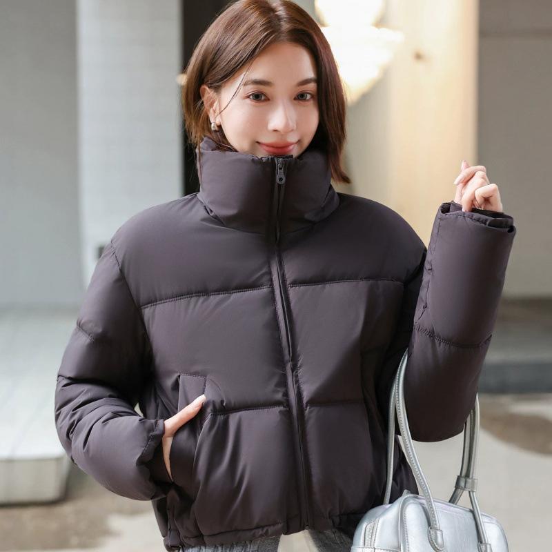 New European and American style Ken bean down cotton clothes women's winter short small high waist stand-up collar bread clothes jacket