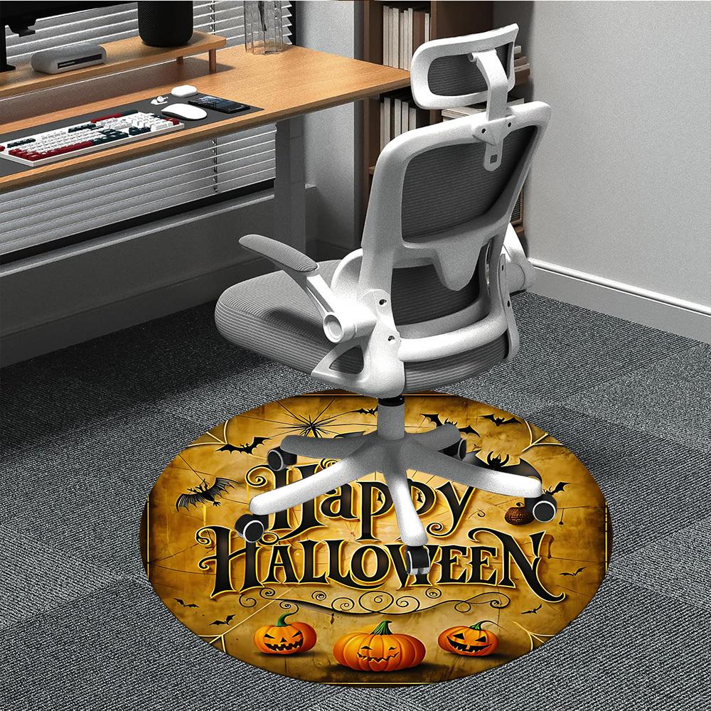 1pc Halloween Pumpkins Office Round Area Rug, Under Office Chairs Bedroom Living Room Home Decor, Room Deco