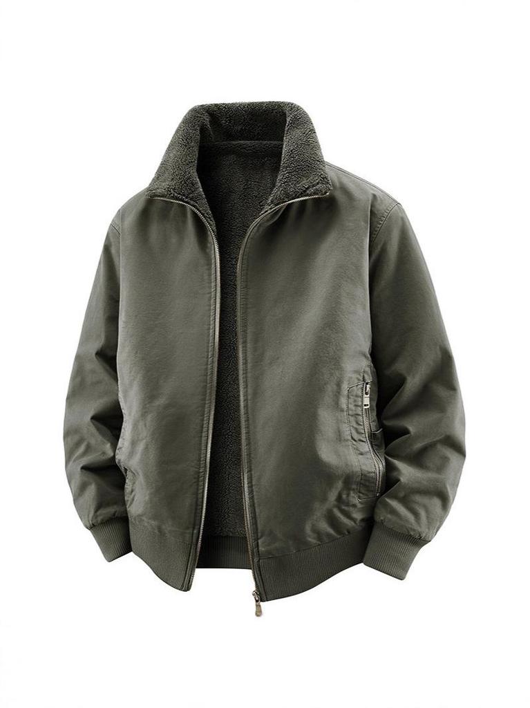 Herren Winter Lammwolle Doppelseitig Freizeit Revers Arbeitskleidung Jacke 7956