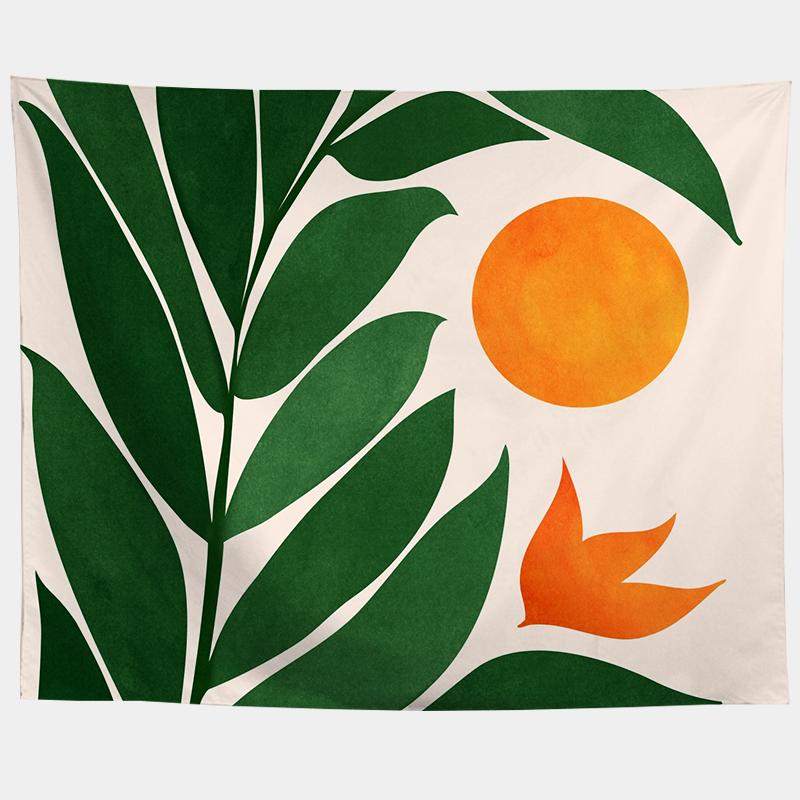 Watercolor Sea Sunset Tropical Forest Print Tapestry  Plants Abstract Landscape Living Room Bedroom Home Decor