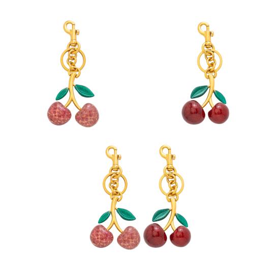 1/2Pcs Keychain Holder Cherry Leaves Charm Keyring Fade-resistant Alloy Key Ring Backpack Car Accessory