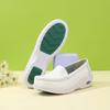 Women's Breathable Non-Slip Nurse Shoes, Wear-Resistant with Soft Thick Sole, White Microfiber Leather Loafers for Comfort.