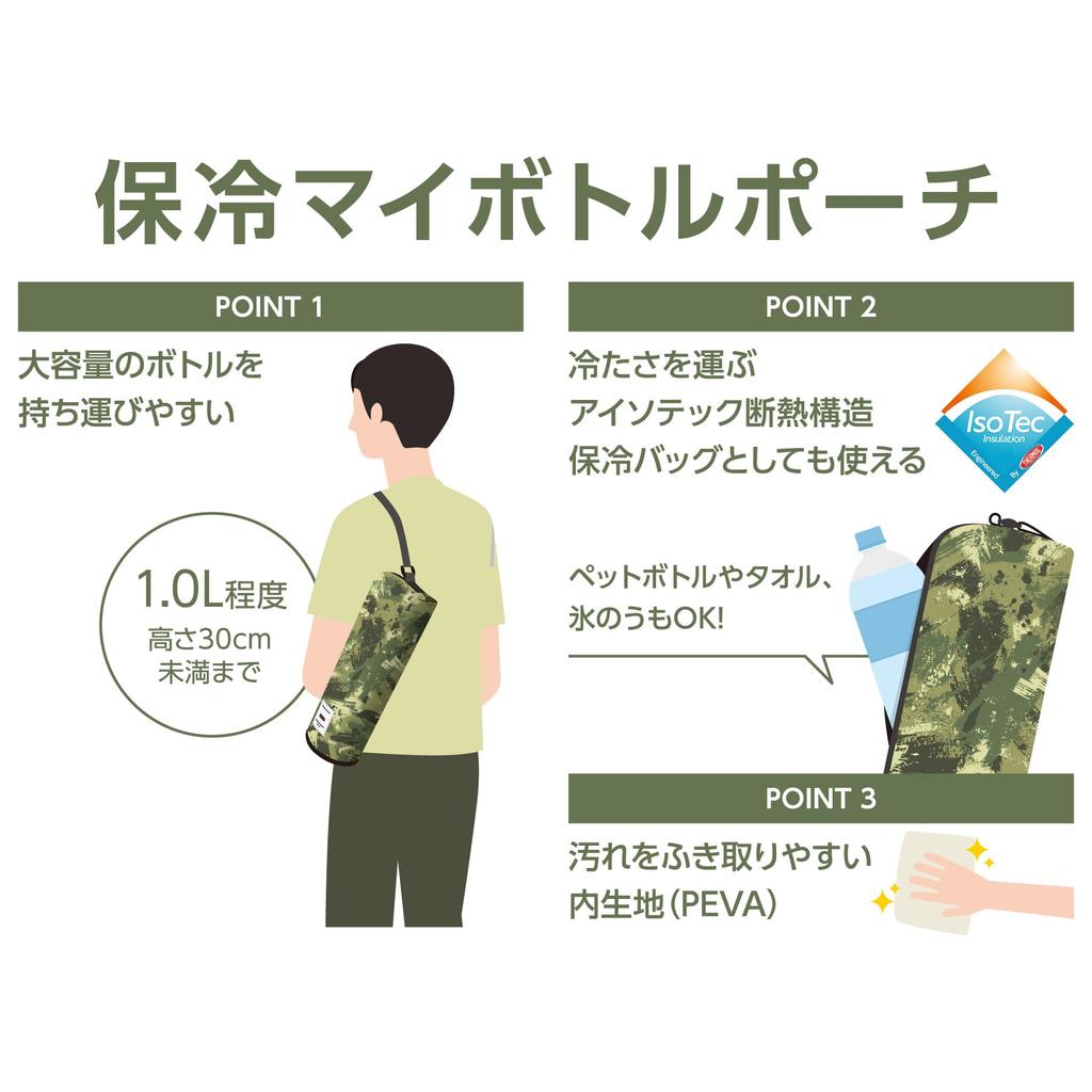 Thermos Insulated My Bottle Pouch with Shoulder for 1L Green Camouflage Insulated Bag APL-1000 GR-C