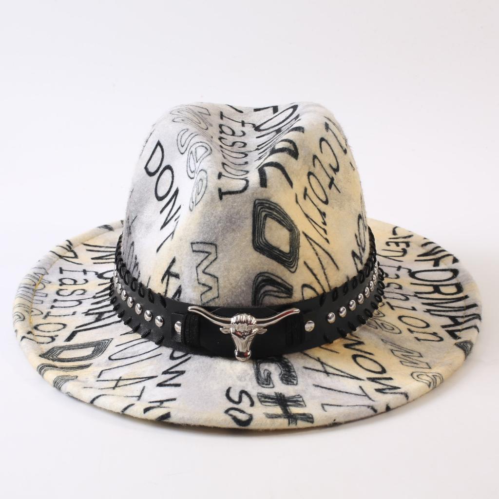 New European and American style letter printing fashion top hat men's and women's fashion jazz hat sunscreen sun hat