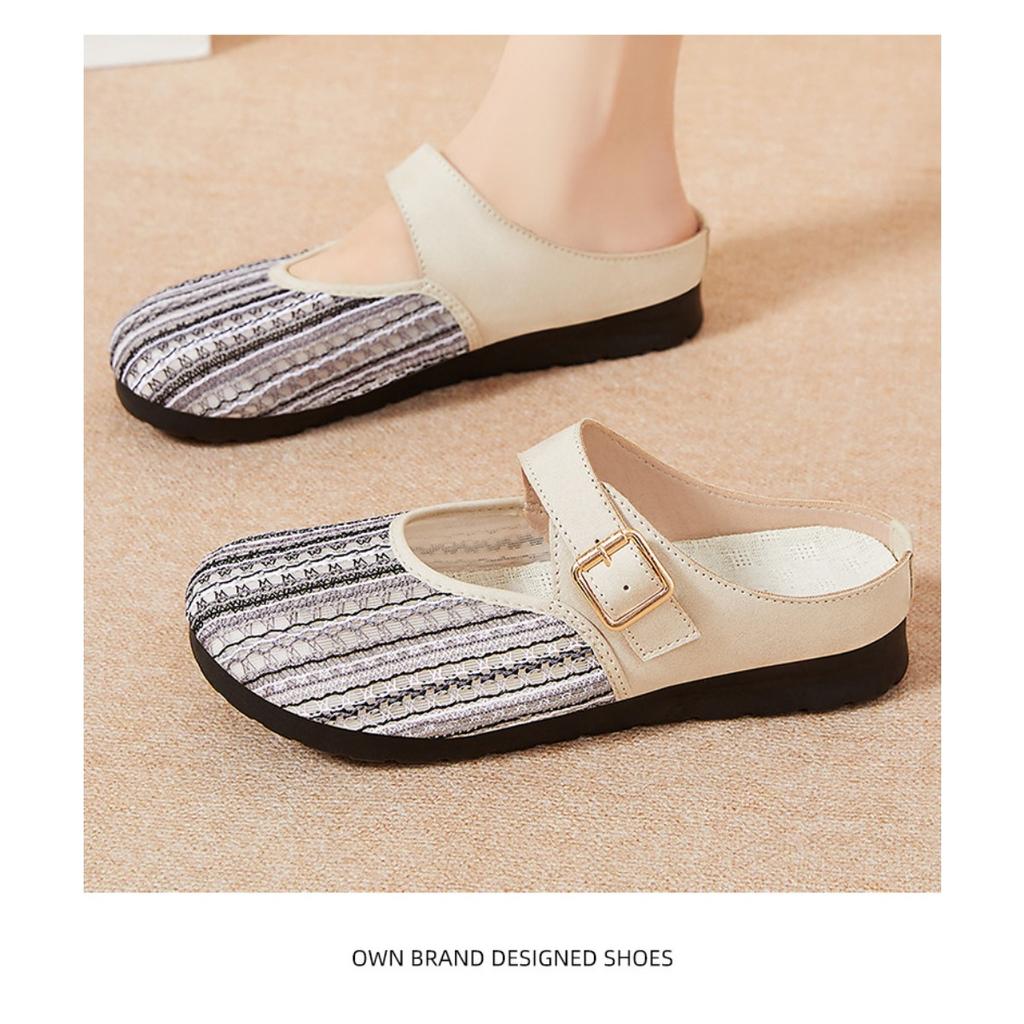 Women's Shoes with Soft Soles, Anti Slip, Wear-resistant, Semi Draggable, Breathable Mesh Surface for Wearing Sandals, Fashionable Casual Shoes