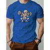 Summer Round Neck Skeleton Lifting Weights Pattern Printed Top Fashionable Casual Pure Cotton Short Sleeved Men's T-shirts
