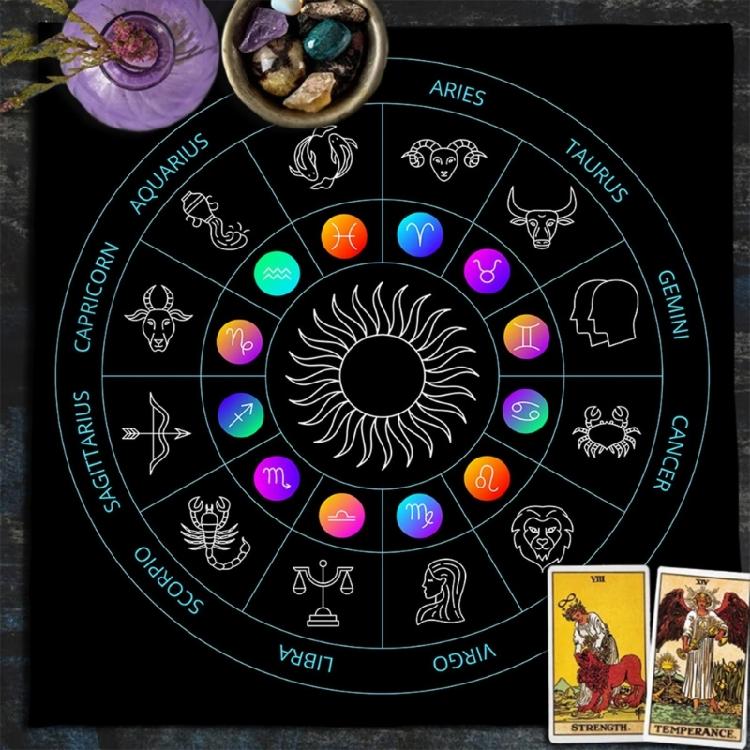 Divinations Tablecloth Constellations Moonphases Tarot Tablecloth Altars Cloth