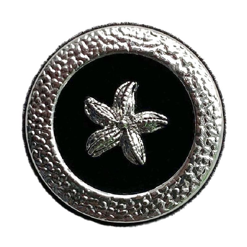 5Pcs Starfish Flocking Metal Buttons Double-Sided Nylon Coat Gold And Silver Clothing Buttons Women'S Clothing Jacket Buttons