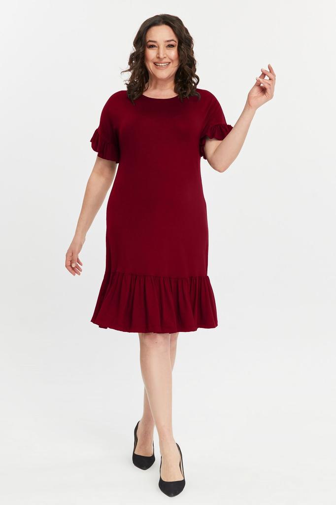 Women's Big Size Dress Plus Size Armband Skirt Ruffle Viscose Dress