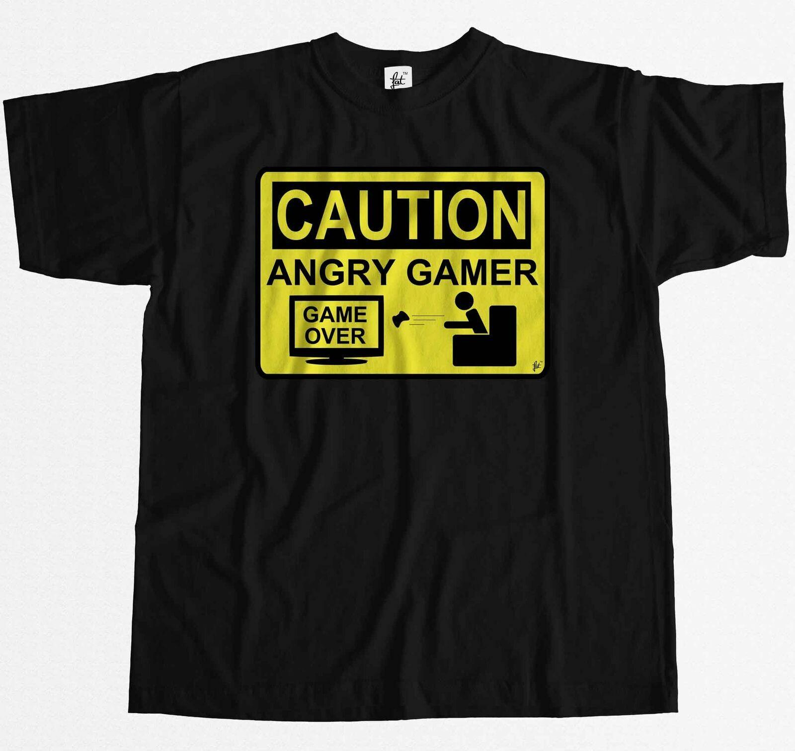 Caution Angry Gamer - Warning Sign Game Over Lost Mens T-Shirt S разноцветный
