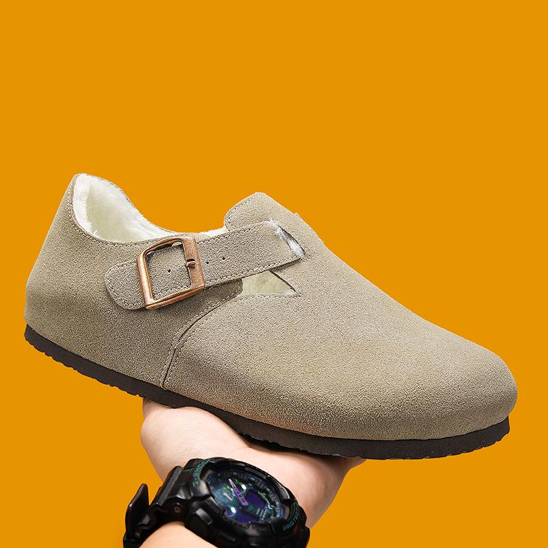 2025 Winter Cotton Warm Closed-Toe Birken Cork Slippers for Men & Women