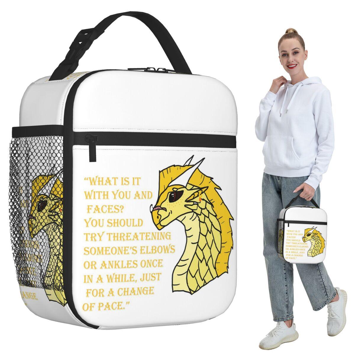 Qibli Quote Insulated Lunch Bag for Women Office Cooler Thermal Food Box Tote Leakproof Lunch Boxes Container One Size