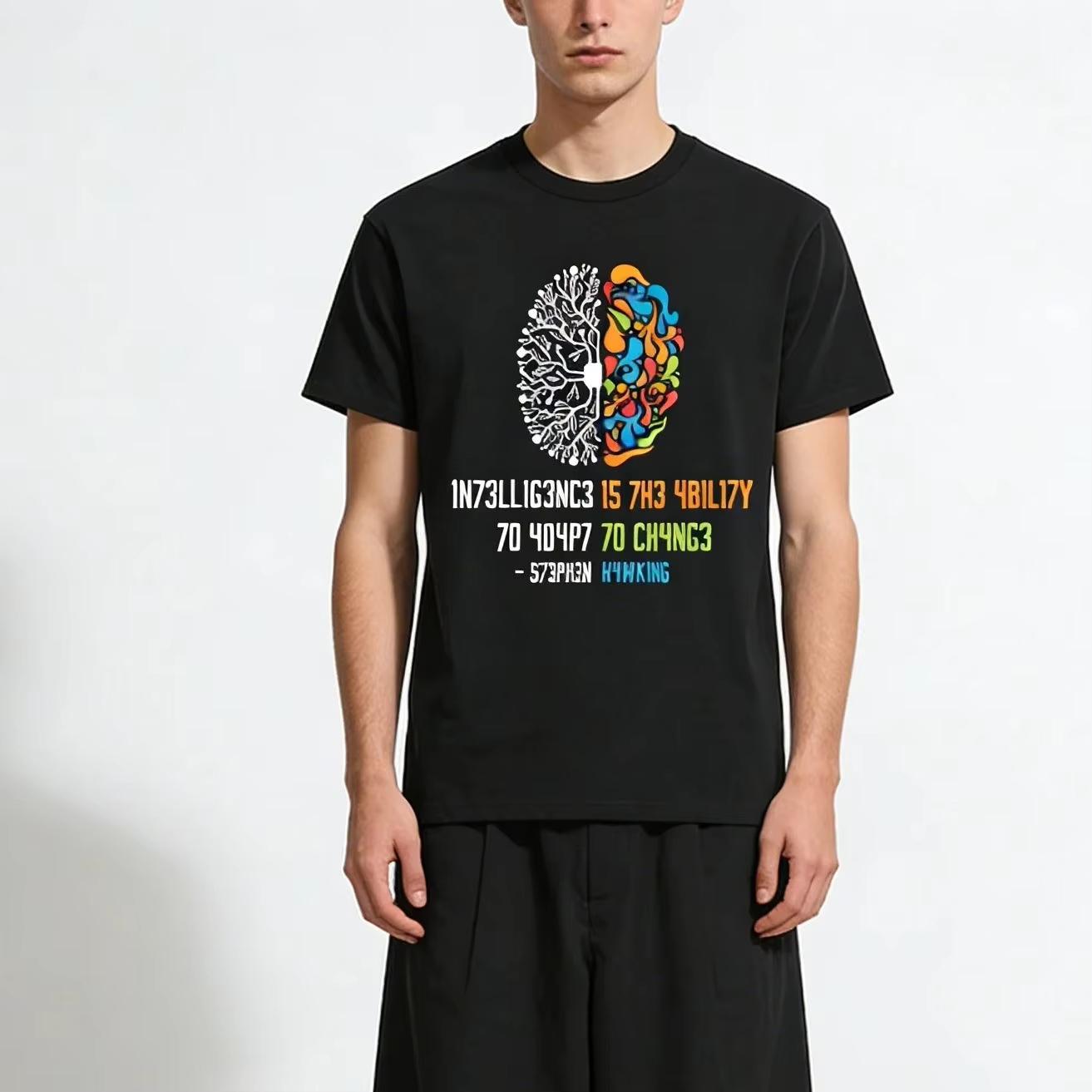 

Intelligence Is The Ability To Adapt To Change Tops Men Women Loose Loose Cotton Hip Hop Tops Adult Children Parent Child Tsh... 5XL