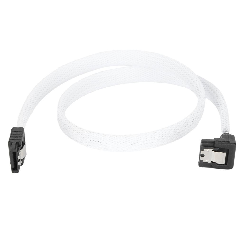 Sata Cable 3.0 SolidState Disk 8Core 7P Elbow White Data Extension Cord with Shrapnel for Speed Improving(White (elbow)