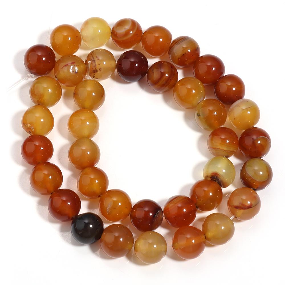 1 Strand Natural Agate Stone Beads 6 8 10mm Amber Color Round Loose Beads For DIY Jewelry Making Bracelets Necklace Accessories
