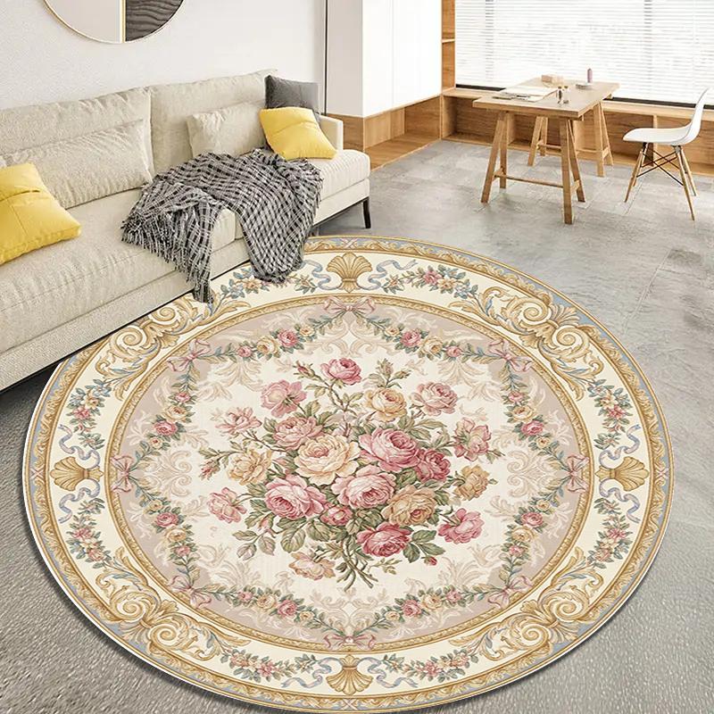 Rose Gorgeous Round Area Rug,Carpet Rug for Living Room Bedroom Sofa Playroom Decor,Non-slip Floor Mat64