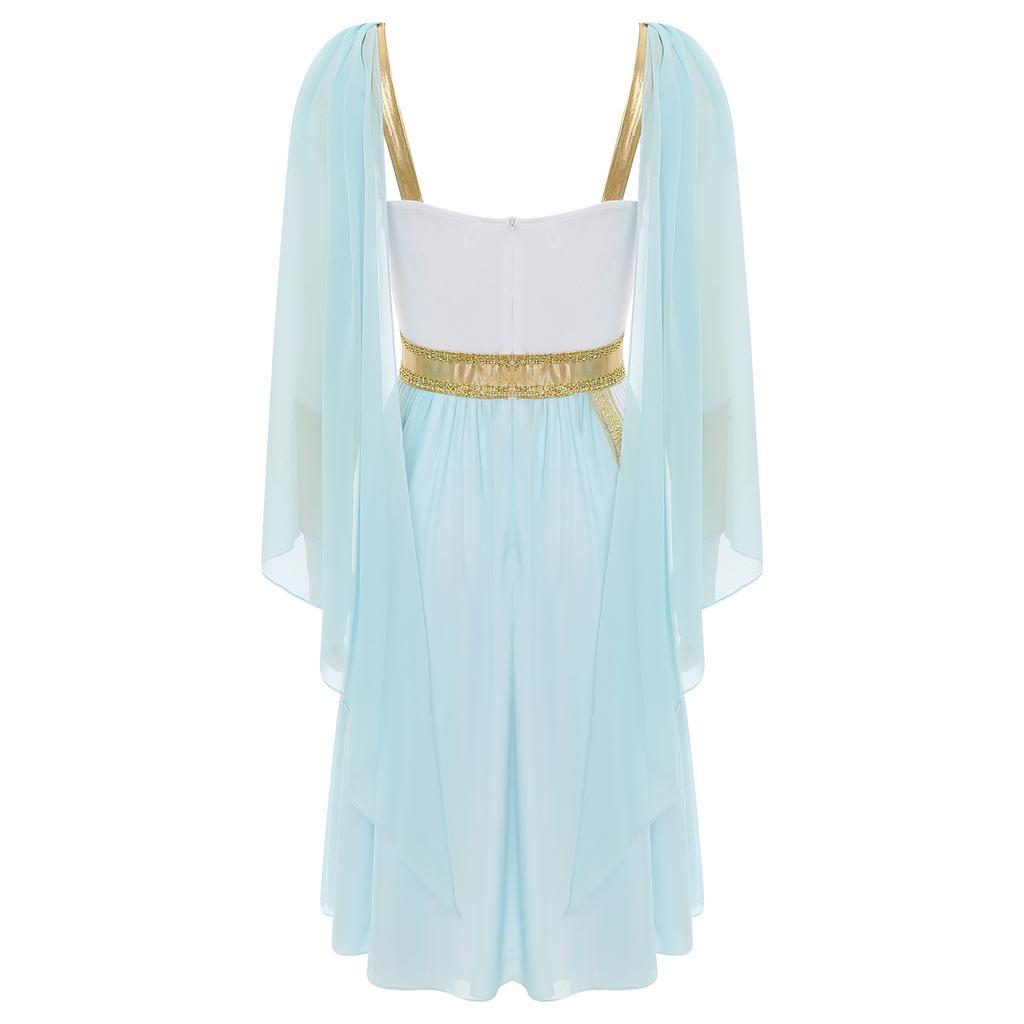 Sleeveless Chiffon Dress for Women Gold Stamped Irregular Design with Cuffs Hidden Zipper