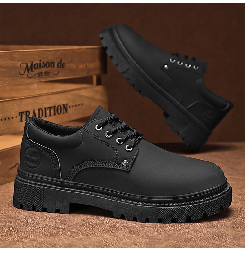 Yellow Men's Sneakers Low Top Plarform Men's Clothes Shoes Solid Color Man Casual Shoes Retro Motorcycle Leather Walking Shoes