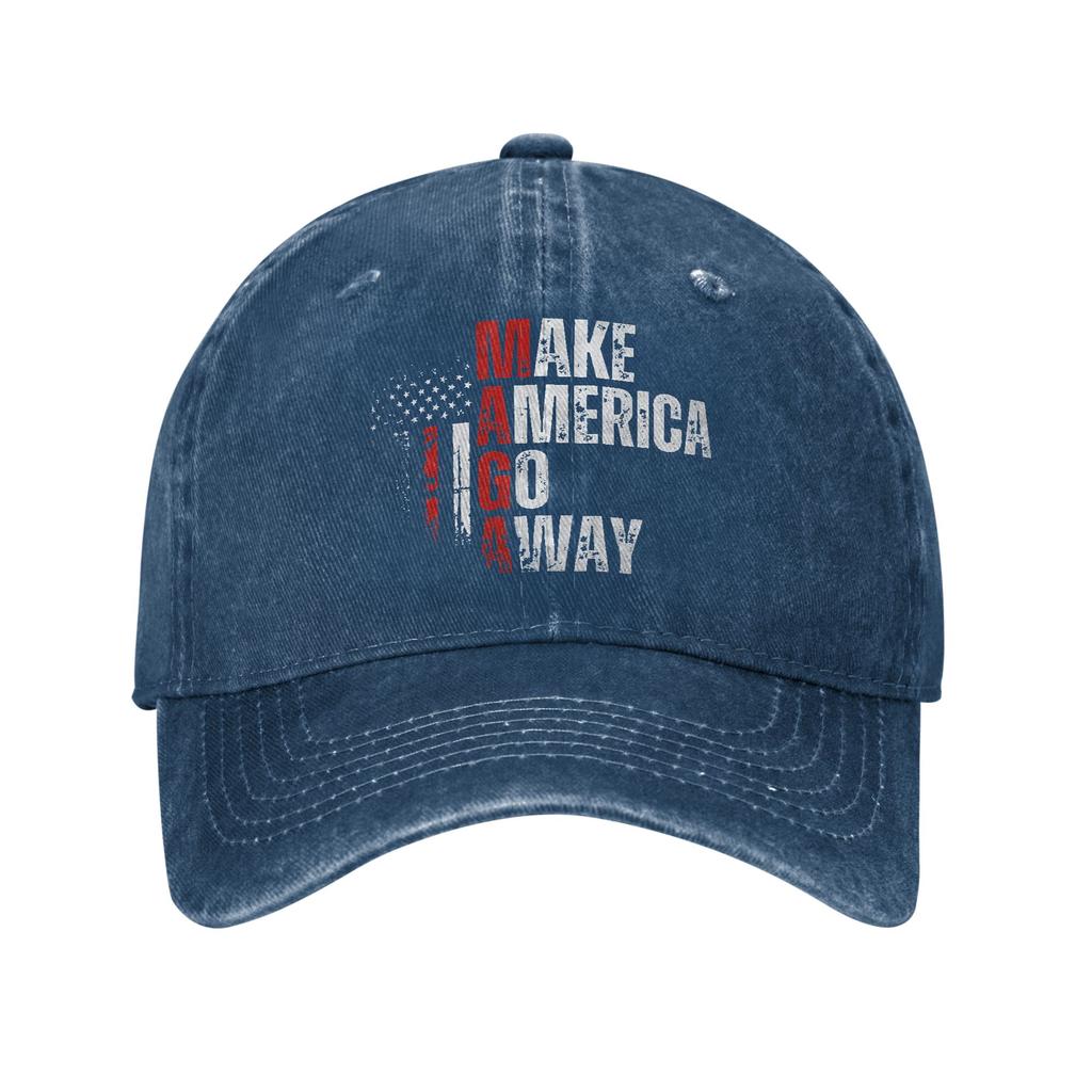 Make America Go Away Baseballkappen Vintage verwaschener Denim MAGA Grönland Snapback Kappe Ganzjahres-Reise verstellbare Hüte Kappe