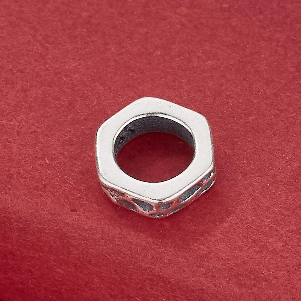 S925 Sterling Silver Hammered Polygonal Meteorite Crater Spacer Beads for DIY Bracelets