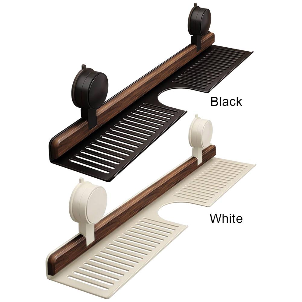 Walnut Suction Cup Bathroom Shelf No Drilling Heavy Duty Storage Rack Over Faucet Sink Rack for Bathroom
