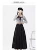 Women's High Waist Gray A-Line Pleated Mid-Length Skirt - Spring, Summer, Autumn 2025