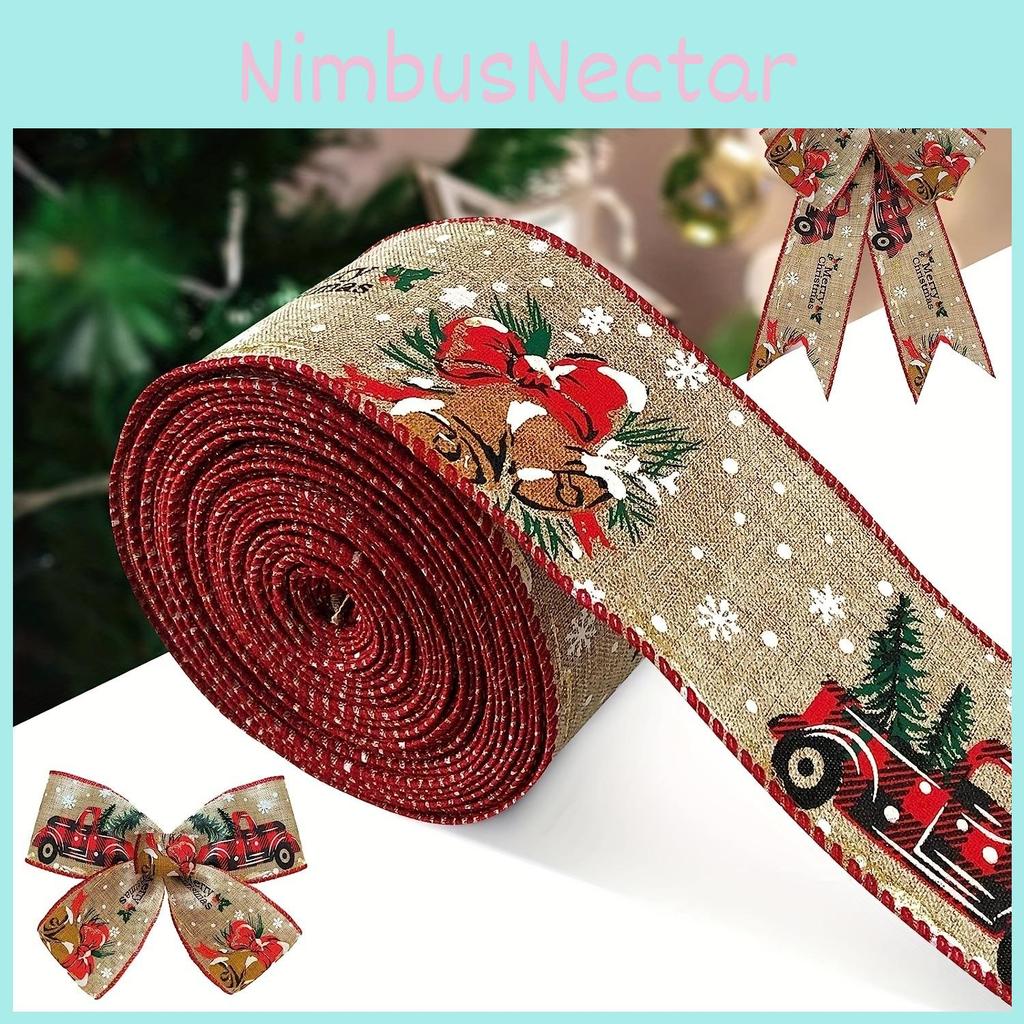 Creative Christmas Decoration Supplies Car Printed Polyester Ribbon For Festive Styling