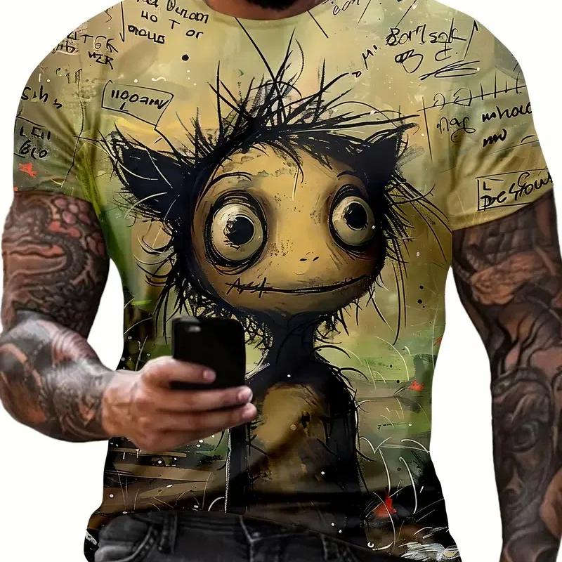 Vtipné pánské tričko se zvířecím potiskem, ležérní trička s krátkým rukávem, kulatý výstřih, pulovr, vintage trička, pánské nadměrné oblečení, sportovní oblečení