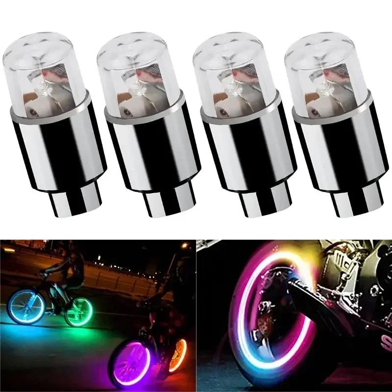 2/4/8Pcs Tire Valve Cap Lights Colorful LED Wheel Light For Car Air Valve Caps Neon Light for Motorcycles Bicycles Auto Exterior
