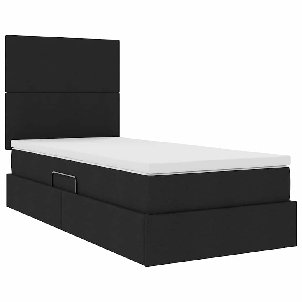 Storage Bed with Mattress Black 90 x 190 cm Polyester