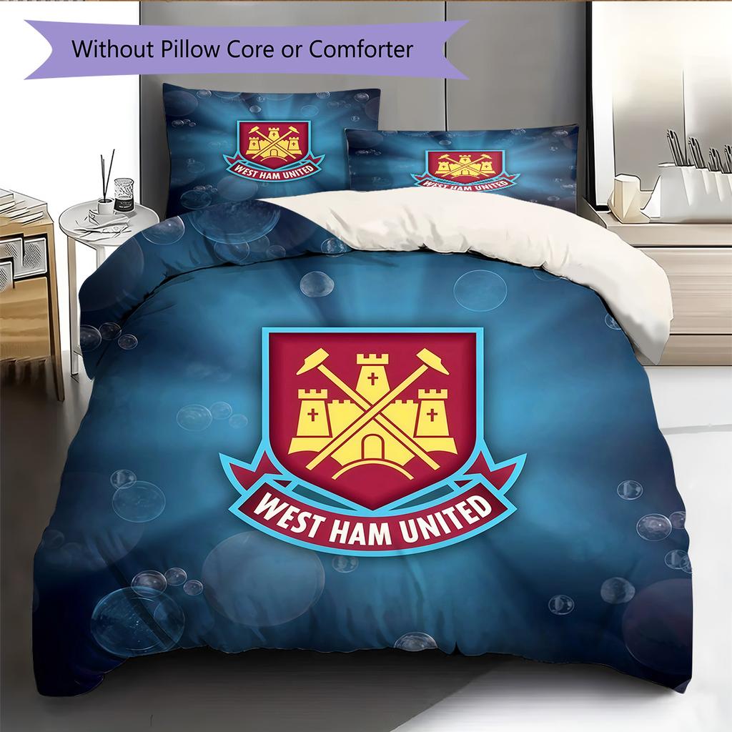 West Ham United FC Pattern Bedding Quilt Set Home Decoration Gift (1 * duvet cover + 2 * pillowcase without core)