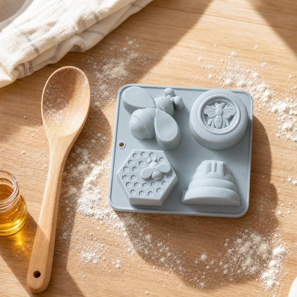 Silicone Mold for Baking and Crafting Honeycomb Bee Shape Soap Cake Resin Mold Flexible Nonstick Tray for DIY Projects