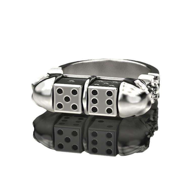 Zhenrong Rotating Skull Two-Tone Punk Ring