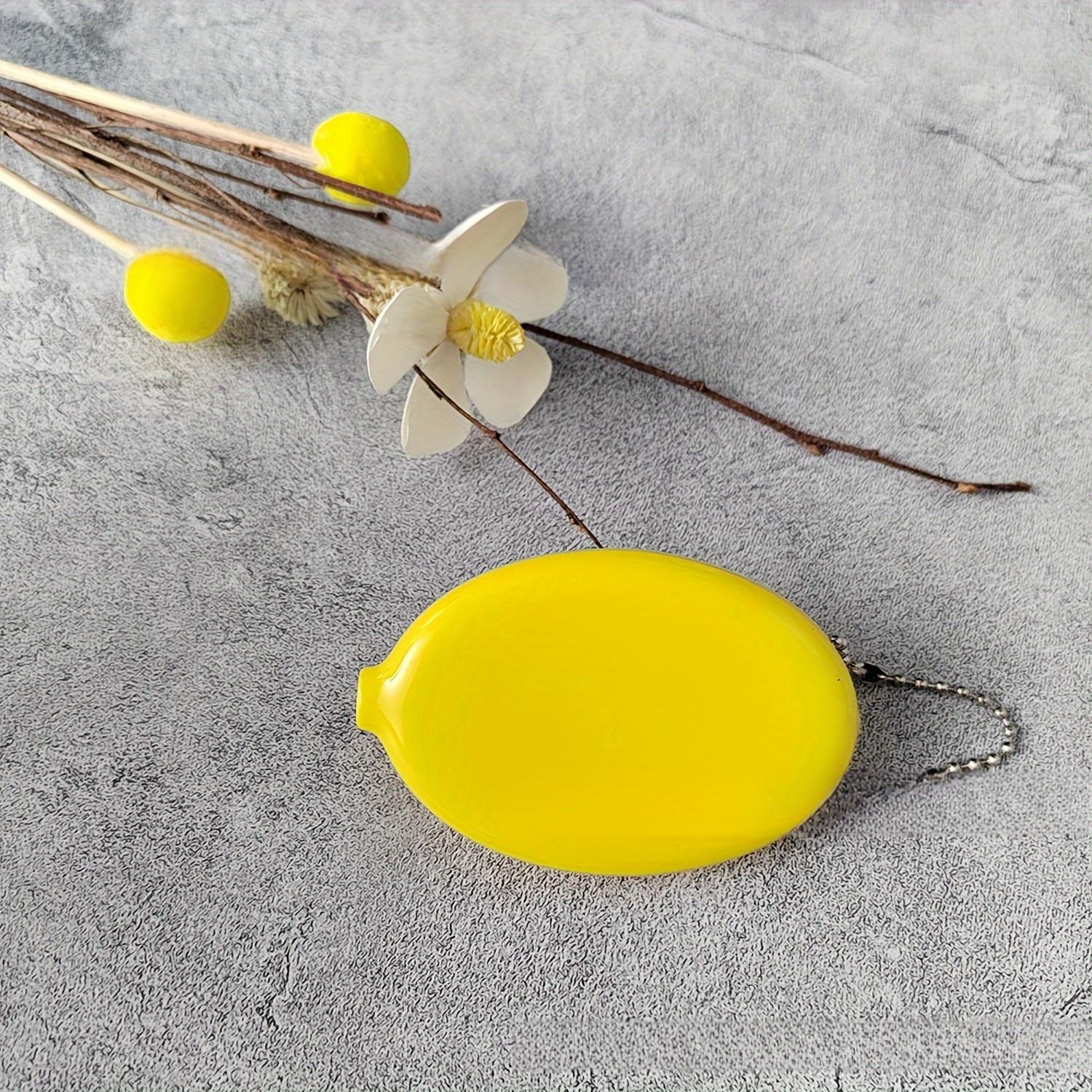 

1 шт. Разноцветный овальный ПВХ кошелек для монет с цепочкой, Мини-кошелек для монет жёлтый