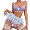 New Erotic Sexy Set Sexy Women Bra Mini Skirt Bow Tie Three Piece Set Erotic Outfit Female Lingerie Ultra Sexy