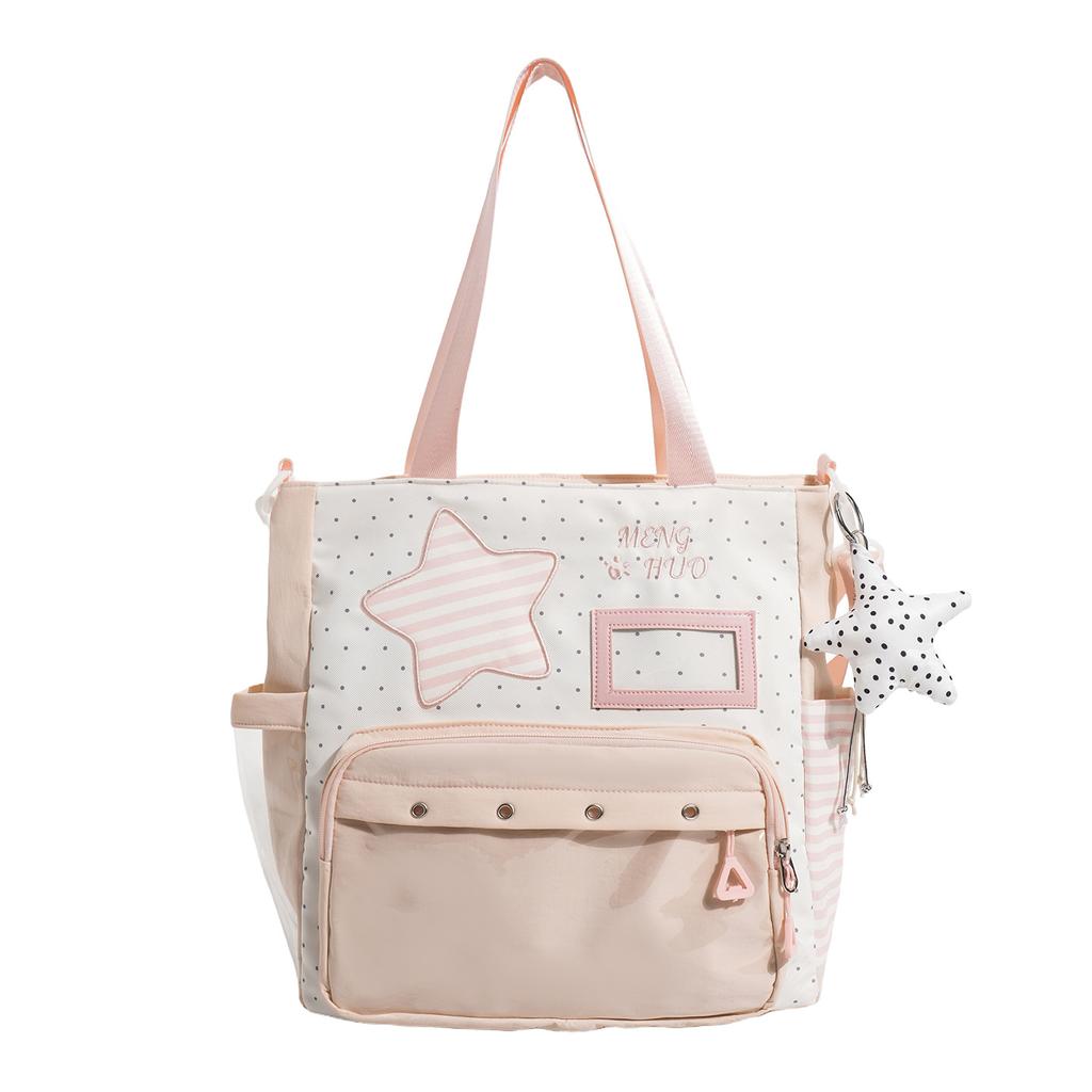 School bag cute and sweet pain bag for middle school students, high aesthetic value color-blocking Japanese niche design for girls' shoulder bag