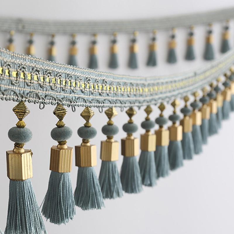 1M Tassel Beaded Fringe Trim Sewing Lace Crafts Trimmings Edging Curtain Accessories Pendant Cushion Table Upholstery Sofa Decor