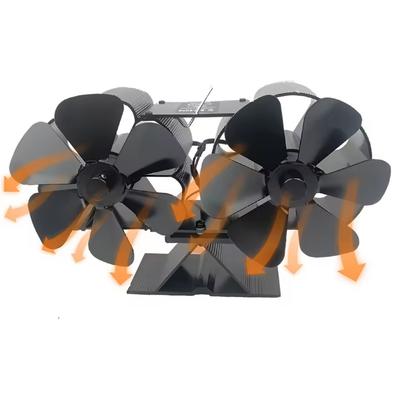 Wood Stove Fan Heat Powered Dual Silent Motors 6 Blades Non-Electric Heat Activated Fireplace Fan with Bracket and Magnetic Ther