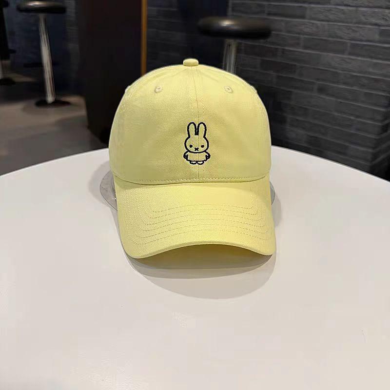 Cute Rabbit Embroidered Baseball Cap Women S Versatile Sunscreen Face Peaked Cap adjustable